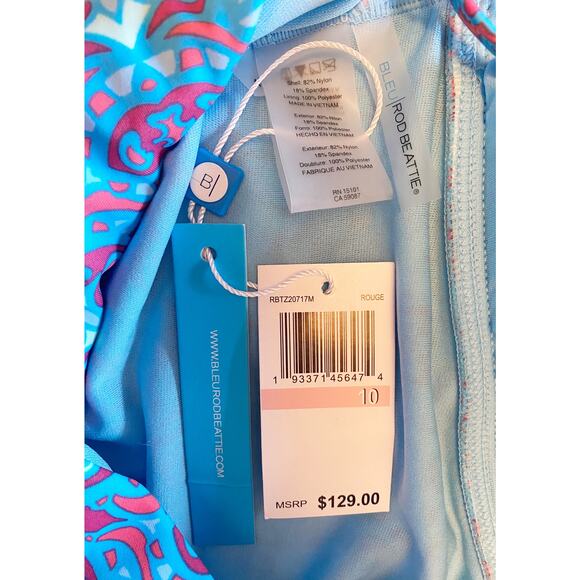 BLEU ROD BEATTIE One Piece St. Tropez Swimsuit Halter Criss Cross Back Blue 10 - Picture 7 of 10